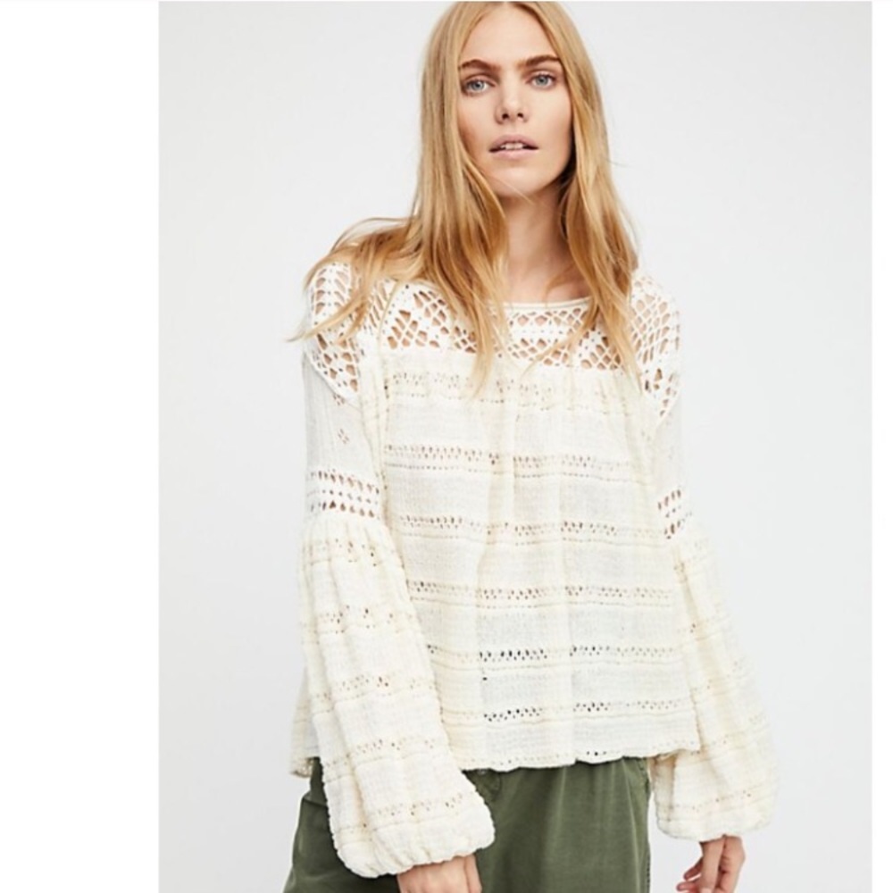 NEW! FREE PEOPLE | Cream SOMEDAY Crocket Sweater